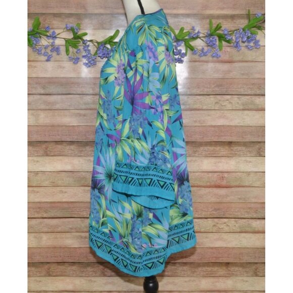 Catherines Womens 1X Tropical Floral Lace Blouse Top Sheer Vacation Beach Cruise - Picture 5 of 11